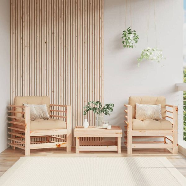 vidaXL Gartenstühle mit Kissen 2 Stück Massivholz Kiefer, 825674