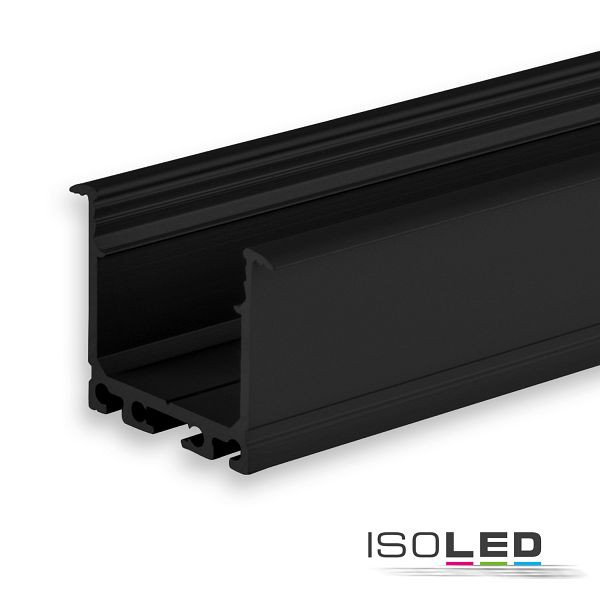 ISOLED LED Einbauprofil DIVE24 FLAT Aluminium schwarz pulverbeschichtet RAL9005, 200cm, 116356