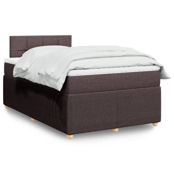 vidaXL Boxspringbett mit Matratze Dunkelbraun 120x190 cm Stoff, 3289698