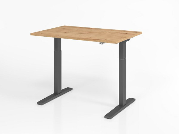 Hammerbacher Schreibtisch XMKA12, 120 x 80 cm, Platte: Asteiche, 25 mm dick, ABS-Dickkante, Rechteckform, Graphit, VXMKA12/R/G