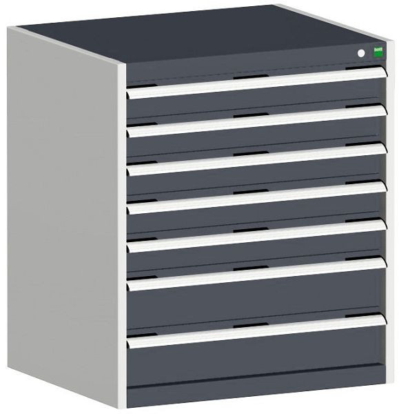bott cubio Schubladenschrank bestückt mit 7 Schwerlastschubladen BxTxH: 800 x 750 x 900 mm, RAL 7035/7016, 40028109.19V