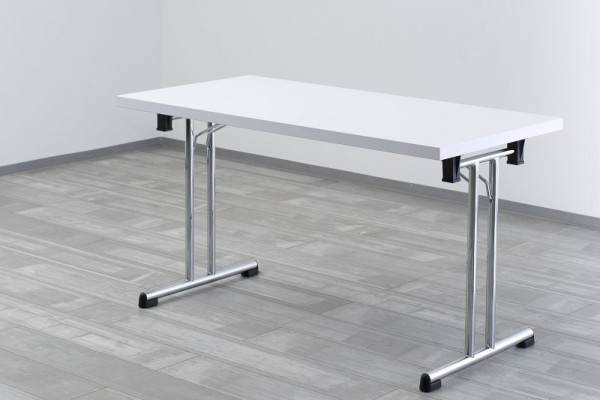 Hammerbacher Klapptisch 138x69 cm Weiß/Chromgestell, Rechteckform, VKL14/W/C