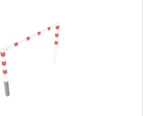 Schake Wegesperren mit Dreikantverschluss schwenkbar mit Oberholm, feuerverzinkt und weiß beschichtet, Gesamtbreite: 2000 mm, 410_20B