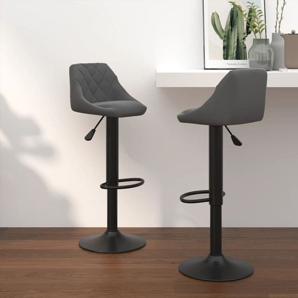 vidaXL Barhocker 2 Stück Dunkelgrau Samt, 335350, 8720286537305