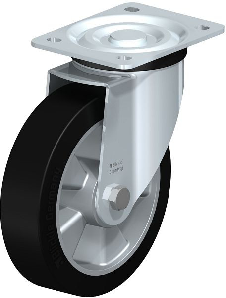 Blickle L-ALEV 180K Stahlblech-Lenkrolle, mittelschwere Ausführung, mit Anschraubplatte, Elastik-Vollgummi, Schwarz, 263533