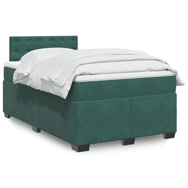 vidaXL Boxspringbett mit Matratze Dunkelgrün 120x190 cm Samt, 3286273