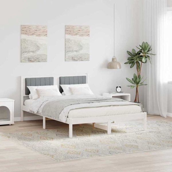vidaXL Bettgestell mit gepolstertem Kopfteil Hellgrau 140 x 200 cm, 878258