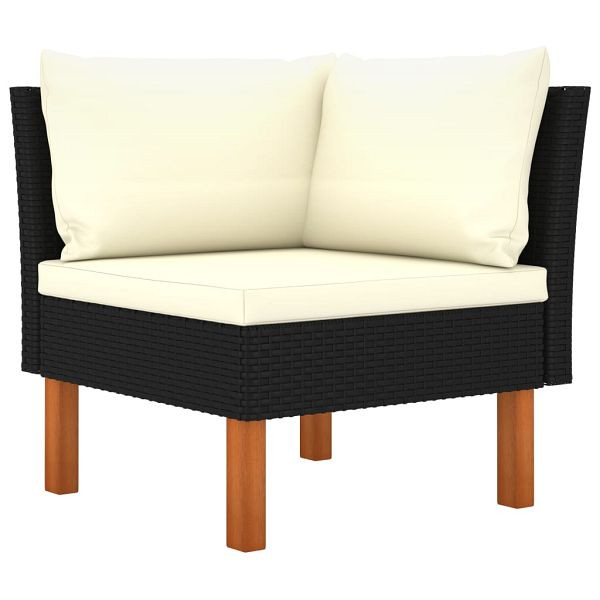 vidaXL Ecksofa Poly Rattan und Eukalyptus Massivholz, 315763
