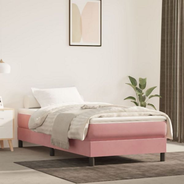 vidaXL Taschenfederkernmatratze Rosa 90x220x20 cm Samt, 4016605