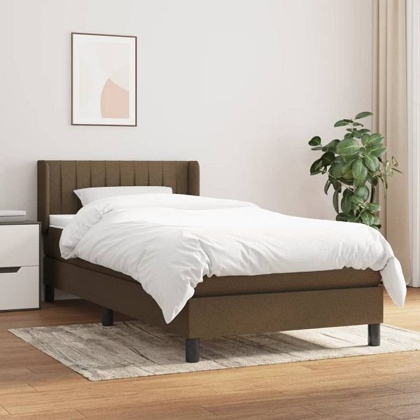 vidaXL Boxspringbett mit Matratze Dunkelbraun 90x190 cm Stoff, 3129836