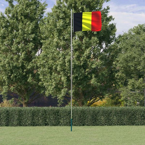 vidaXL Belgische Flagge mit Mast 6,23 m Aluminium, 3147087