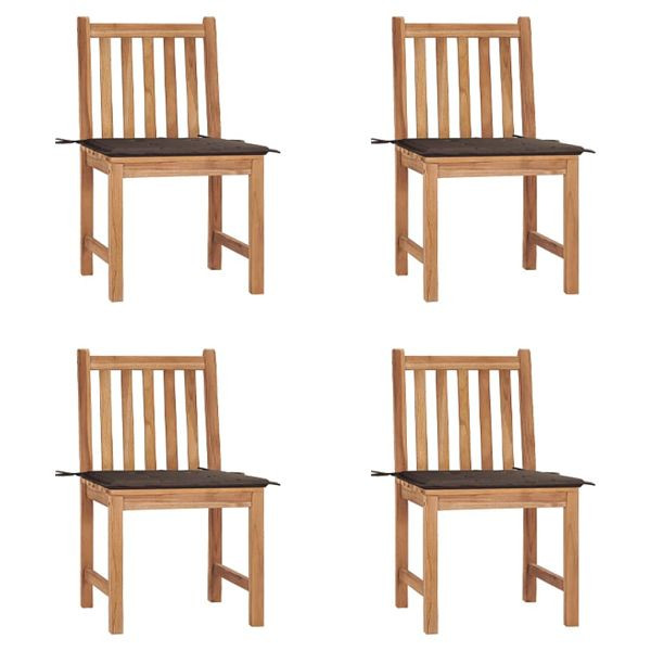 vidaXL Gartenstühle 4 Stück mit Kissen Massivholz Teak, 3073096