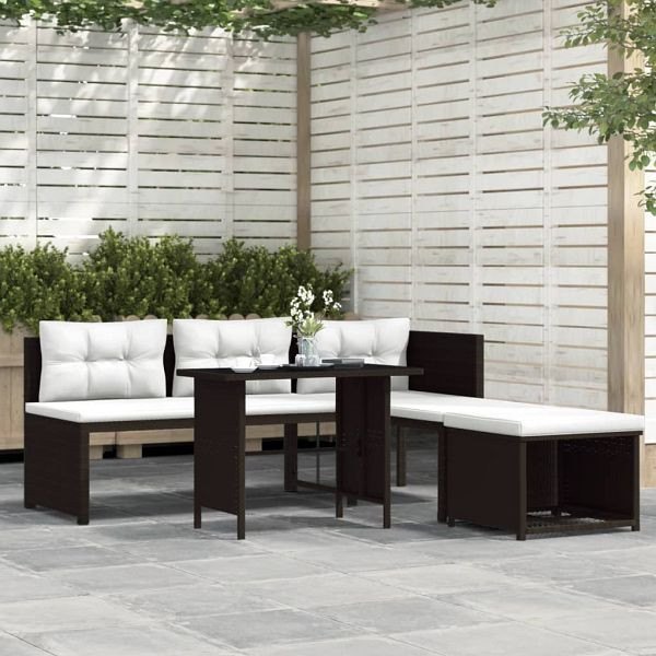 vidaXL 4-teilig Garten-Lounge-Set Poly Rattan Braun, 44288