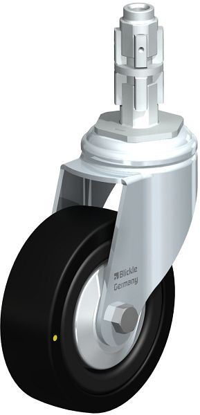 Blickle LKRA-VPA 101K-11-EL-FA-E13 Apparate-Lenkrolle mit Expander, Vollgummi, Schwarz, 224154