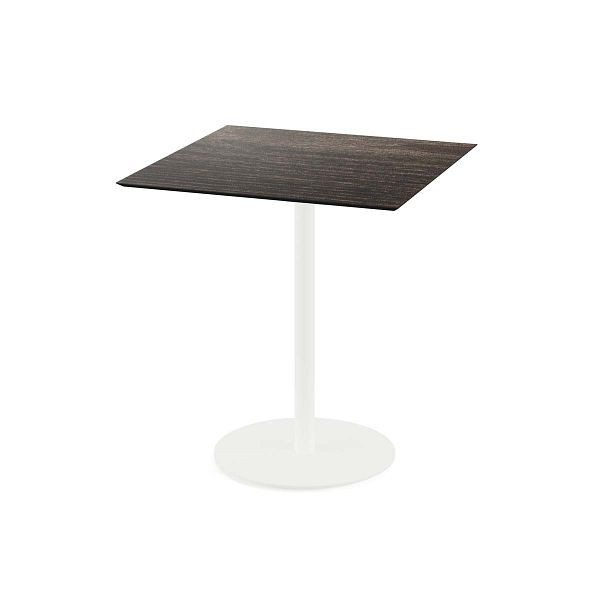 Feros Urban Terrassentisch Weiß gestell + Riverwashed Wood HPL 70x70 cm, 130021477