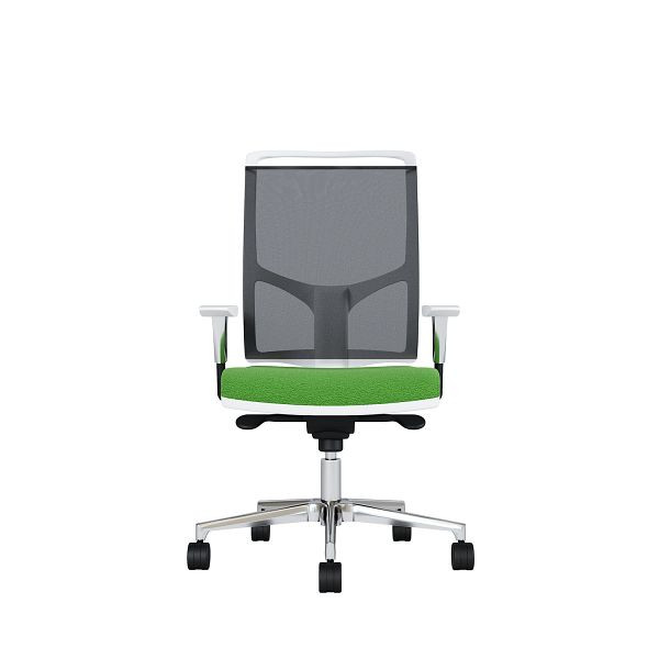 Bisley Bürodrehstuhl Zed, Weißes Kunststoff, Höhenverstellbare Armlehnen, Fußkreuz und Armlehnen aus Aluminium, NE0014 hellgrün, ZEDALLWNE0014