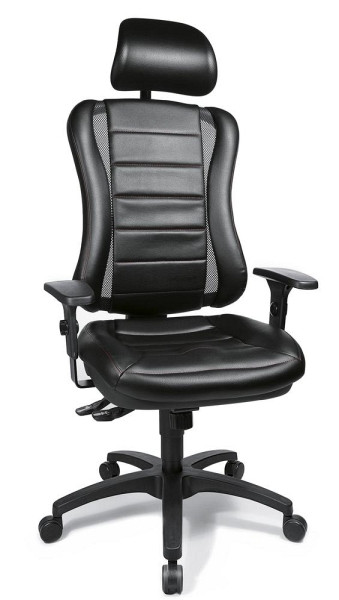 Deskin Managementsessel RACE ohne Armlehnen, Schwarz, 500 x 470 x 1000 mm, Gestell: Polyamid schwarz, inklusive Kopfstütze, 277226