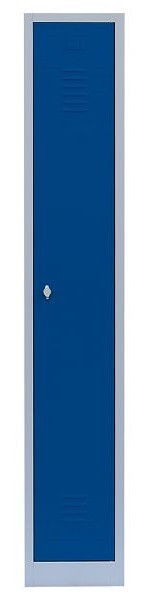 Lüllmann Stahl-Kleiderschrank / Garderobenschrank, 1800 x 315 x 500 mm, Lichtgrau/Enzianblau, 510111