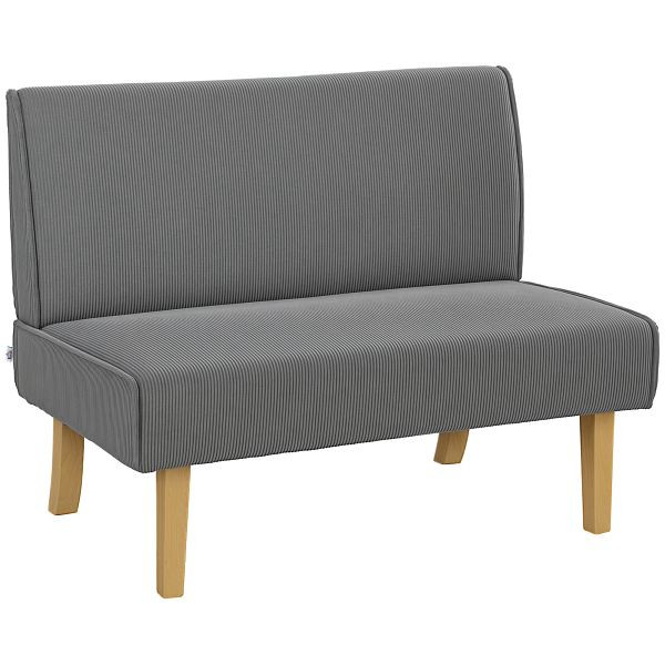 HOMCOM Zweisitzer-Sofa mit Cord-Bezug, dicker Polsterung und soliden Holzbeinen für Wohnzimmer, Schlafzimmer, Büro, Grau, 83B-234V01GY