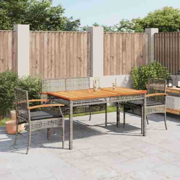 vidaXL 4-tlg. Garten-Essgruppe mit Kissen Grau Poly Rattan, UV-beständig, 3213576