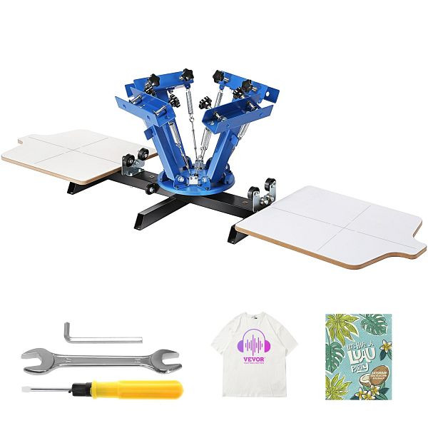 VEVOR Siebdruckpresse T-Shirt Siebdruckmaschine 4 Farben + 2 Stationen, T-Shirtpresse, SYJTTSSYZZ42J5IMGV0