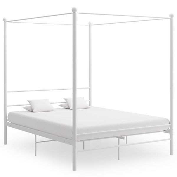 vidaXL Himmelbett Weiß Metall 160x200 cm, pulverbeschichtet, 325064