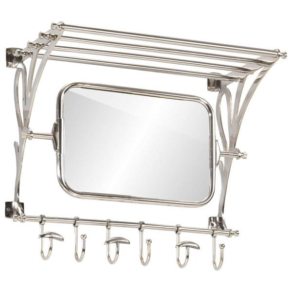 vidaXL Wandgarderobe mit Kleiderhaken & Spiegel Aluminium, 357831