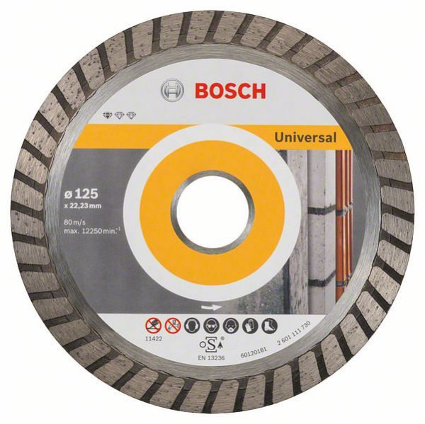 Bosch Diamanttrennscheibe Standard for Universal Turbo, 125x22,23x2x10 mm, 10er-Pack, 2608603250