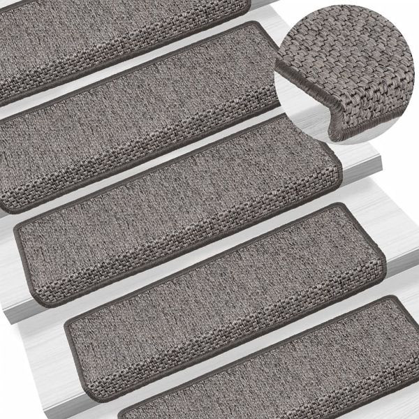 vidaXL Treppenmatten Selbstklebend Sisal 15Stk. 65x21x4cm Grau & Beige, 326884