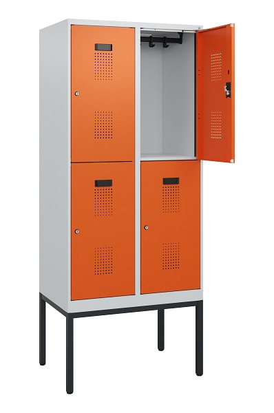 C+P Doppelstock-Spind Evolo PLUS, Gestell, 4 Fächer, 1950x800x500mm, 7035/2004, Zylinderschloss, 0493305-22 S10022