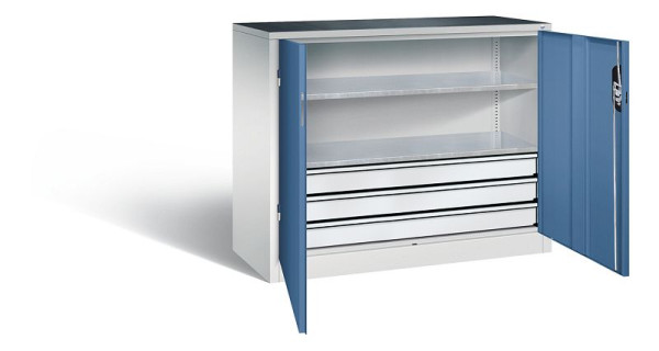 C+P Werkzeugschrank Acurado, H1000xB1200xT500mm, Farbe: Lichtgrau / Fernblau, Muldengriff, 8831-5035 S10190