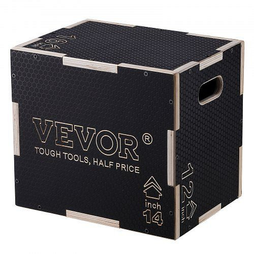 VEVOR 3-in-1-Plyometrische Sprungbox 16/14/12-Zoll-Plyobox, 204 kg Tragfähigkeit, für Heimtraining, Schwarz Einstellbare Höhe, SHYTX161412Y7DDXDV0
