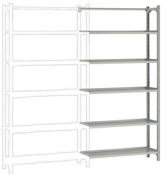 Manuflex Büro-Steck-Anbauregal mit 5 pulverbeschichteten Stahlböden, HxBxT = 1900 x 960 x 300 mm, RA3256.7035