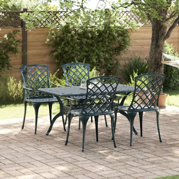 vidaXL Gartenstühle Stapelbar 4 Stück Grün Gusseisen, 42002707