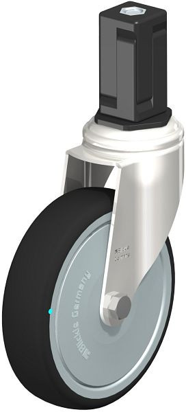 Blickle LKRXA-PATH 126KD-11-FK-EXV15 Edelstahl-Apparate-Lenkrolle mit Expander, Thermoplastisches Polyurethan, Grau, 853504