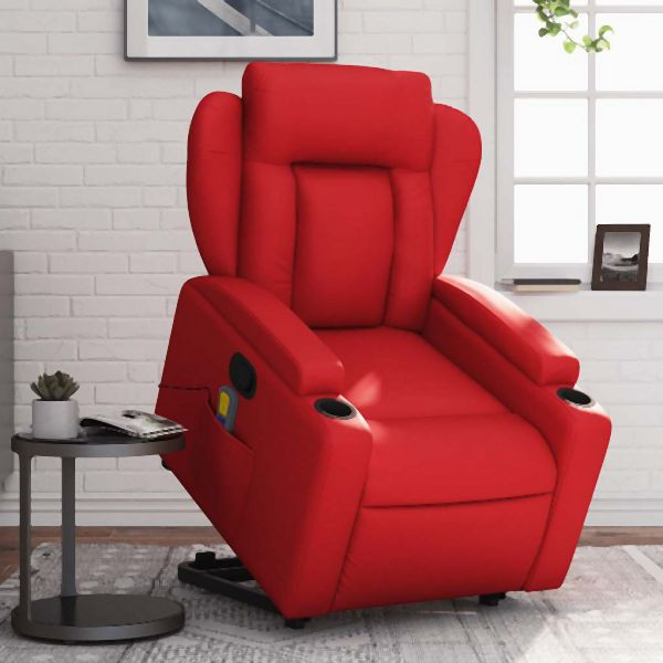 vidaXL Massagesessel mit Aufstehhilfe Rot Kunstleder, 3204556