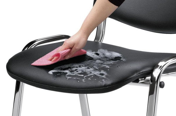 Deskin Besucherstuhl ISO, 4- Fuß Gestell alusilber, Bezug Kunstleder, Farbe rot, VE: 4 Stück, 254474