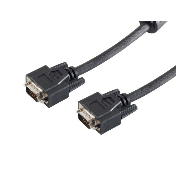S-Conn S-VGA-Monitorkabel, 2 x 15-pol HDD-Stecker, geschirmt, 75 Ohm, mit Ferrit, mit vergossenen Gehäusen, schwarz, 30,0m, 78056-30