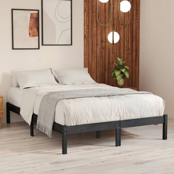 vidaXL Massivholzbett Grau Kiefer 200x200 cm, 810039, 8720286762653