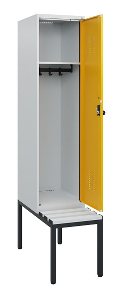 C+P Spind Evolo PLUS, 1 Abteil, 1950x400x815mm, 7035/1004, Drehriegel, Sitzfläche Kunststoff, Sitzbank, 0490505-12 S10054