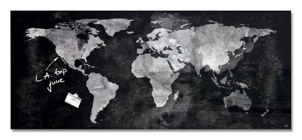 SIGEL Glas-Magnettafel Artverum, 130 x 55 cm, Design World-Map, GL246