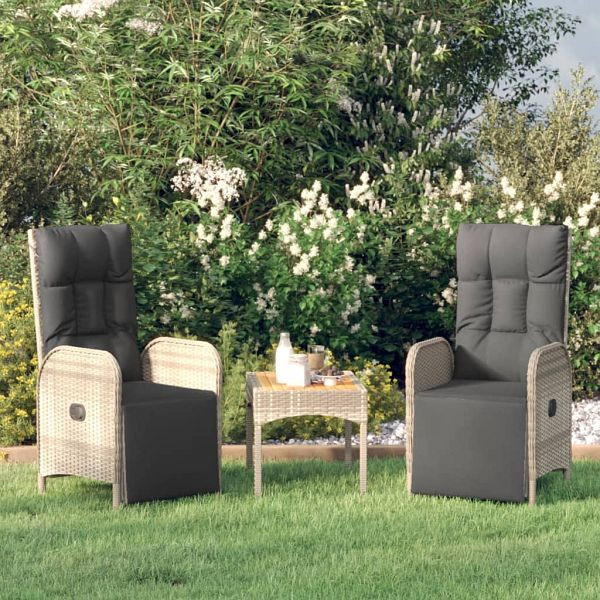 vidaXL Garten-Relaxsessel mit Kissen 2 Stück Poly Rattan Grau, 319891