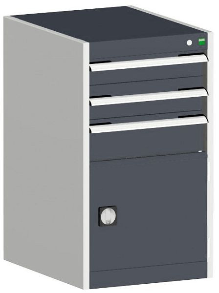 bott cubio Schubladenschrank bestückt mit 3 Schubladen, Tür BxTxH: 525 x 650 x 900 mm, RAL 7035/7016, 40018043.19V
