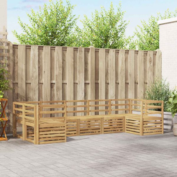vidaXL Outdoor-Sofagarnitur 7-teilig Weiß 304 x 126,5 x 73 cm, 3392414