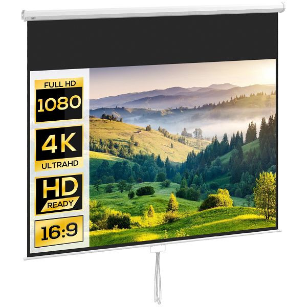 HOMCOM Projektorleinwand, 120 Zoll, 16:9 Format, Wand- oder Deckenmontage, Weiß, 001-017V00WT