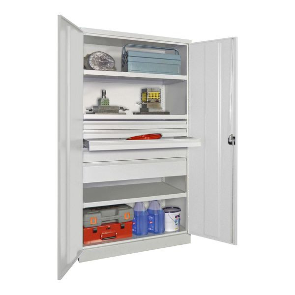 Pavoy Schwerlastschrank 1950/1040/630, 3 Fachböden, 5 Schubladen, Flügeltüren, Drehgriff mit Zylinderschloss, 36365-104-006-735910