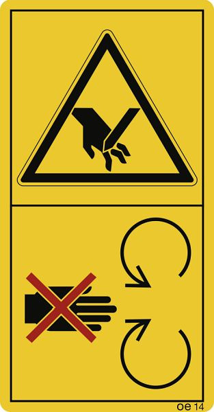 Moedel Während des Betriebes Schutzeinrichtungen..., Folie, 35x68mm, VE: 10 Stück/Bogen, 69539