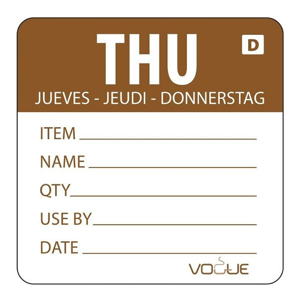 Vogue auflösbare Etiketten Donnerstag braun, VE: 500 Stück, GH354
