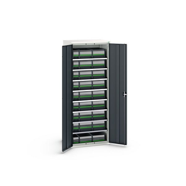 bott verso Magazinschrank, mit 8 Fachböden und 27 bottBoxen, BxTxH: 800x550x2000mm, Anthrazitgrau, 16926461.19