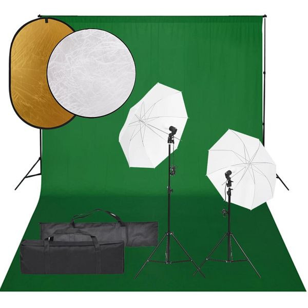 vidaXL Fotostudio-Set mit Beleuchtung, Hintergrund und Reflektor, 3094660